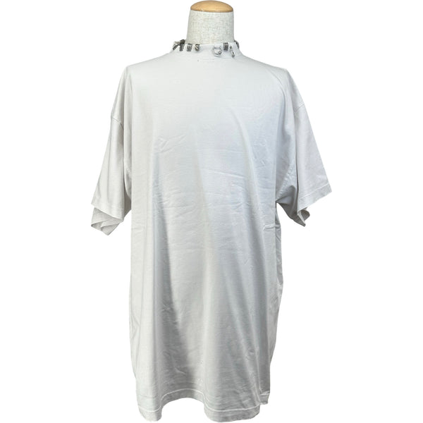 バレンシアガ BALENCIAGA ピアス装飾ダメージ加工半袖Tシャツ 761460
