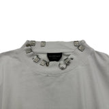バレンシアガ BALENCIAGA ピアス装飾ダメージ加工半袖Tシャツ 761460 グレー コットン レディース 半袖Ｔシャツ