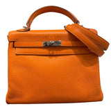 エルメス HERMES ケリー25 内縫い □J刻 オレンジ　シルバー金具 スイフト レディース ハンドバッグ
