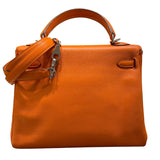 エルメス HERMES ケリー25 内縫い □J刻 オレンジ　シルバー金具 スイフト レディース ハンドバッグ