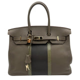 エルメス HERMES バーキン35 クラブ □O刻 エタン/グラファイト/グレーフォンセ トリヨンクレマンス/リザード レディース ハンドバッグ