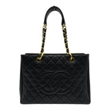 シャネル CHANEL GSTチェーントートバッグ A50995 19番台 ブラック ゴールド金具 キャビアスキン レディース トートバッグ