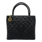 シャネル CHANEL 復刻トート A01804 8番台 ブラック ゴールド金具 キャビアスキン レディース トートバッグ