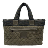 シャネル CHANEL コココクーン トートMM A48611 18番台 カーキ ナイロン レディース トートバッグ