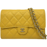 シャネル CHANEL マトラッセチェーンウォレット イエロー ゴールド金具 キャビア レディース ショルダーバッグ