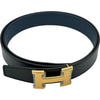 エルメス HERMES Hベルト C刻印 ブラック/ブルードプリュス ゴールド金具 トリヨン/ボックスカーフ レディース ベルト