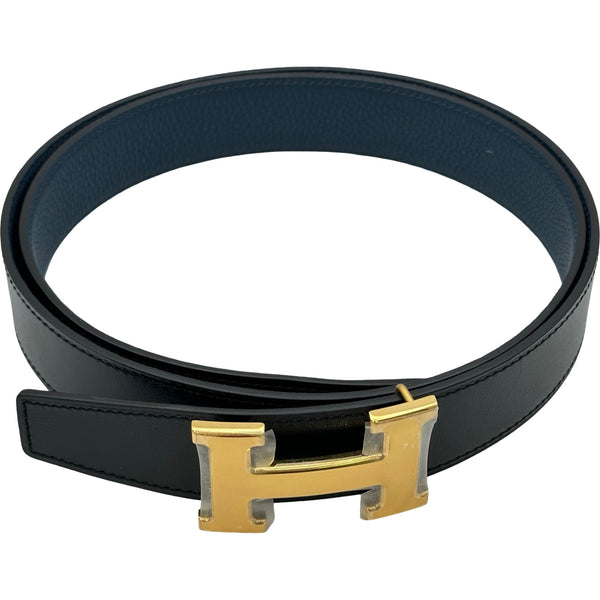 エルメス HERMES Hベルト C刻印 ブラック/ブルードプリュス ゴールド
