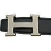 エルメス HERMES Hベルト W刻印 エタン/ブラック シルバー金具 トゴ/ボックスカーフ レディース ベルト