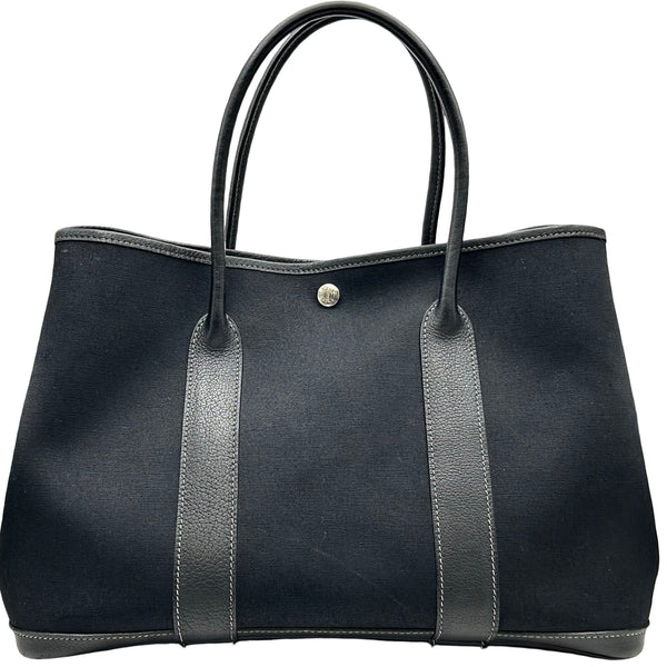 HERMES PARIS キャンバストートバッグ ブラック ノワール風 エルメス HERMES ガーデンパーティPM ブラック シルバー金具 トワル