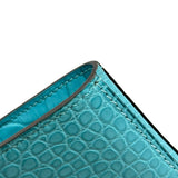 エルメス HERMES ケリーウォレット ロング T刻印 ブルーサンシール/シルバー金具 アリゲーターマット レディース 長財布