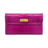 エルメス HERMES ケリーウォレット ロング □Q刻印 ローズシェヘラザード/シルバー金具 アリゲーター レディース 長財布