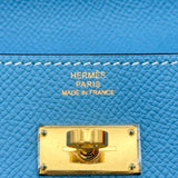 エルメス HERMES ケリーウォレット ロング ▢M刻印 ブルージーン ゴールド金具 エプソン レディース 長財布
