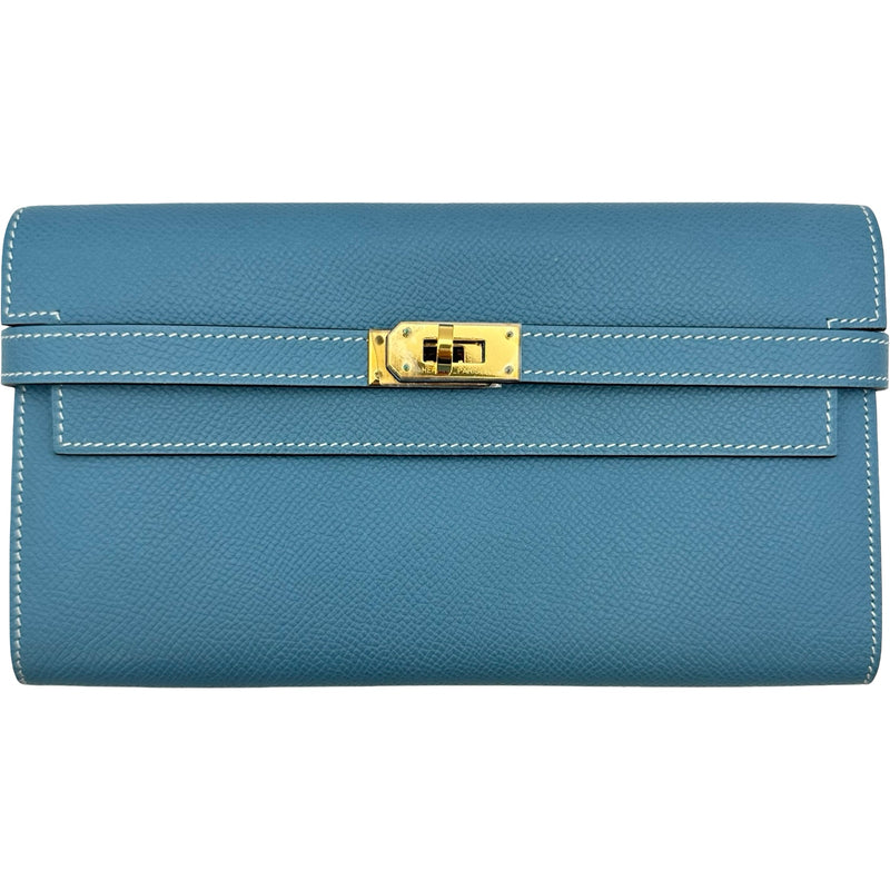 エルメス HERMES ケリーウォレット ロング ▢M刻印 ブルージーン