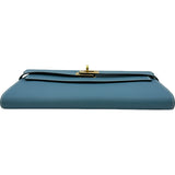 エルメス HERMES ケリーウォレット ロング ▢M刻印 ブルージーン ゴールド金具 エプソン レディース 長財布