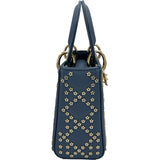 クリスチャン・ディオール Christian Dior レディディオールミニスタースタッズ ブルー レザー レディース ハンドバッグ