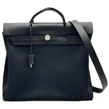 エルメス HERMES エールバッグMM □D刻印 ブラック シルバー金具 トワル レディース ショルダーバッグ