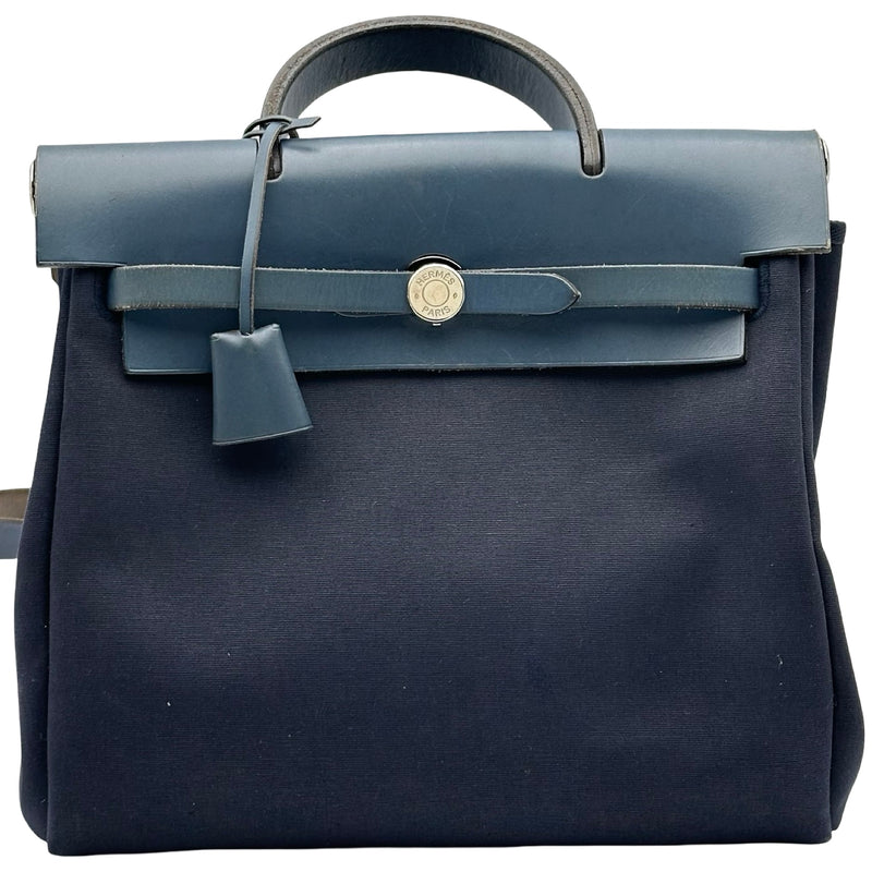 エルメス HERMES エールバッグアドPM □F刻印 ネイビー シルバー金具