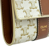 セリーヌ CELINE スモールトリフォールドウォレット 10D572 ホワイト/タン レザー/PVC レディース 二つ折り財布