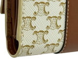 セリーヌ CELINE スモールトリフォールドウォレット 10D572 ホワイト/タン レザー/PVC レディース 二つ折り財布