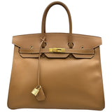 エルメス HERMES バーキン35 □B刻印 ナチュラル /ゴールド金具 クシュベル レディース ハンドバッグ