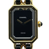 シャネル CHANEL プルミエール S H0001 ブラック ゴールドメッキ クオーツ レディース 腕時計