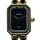 シャネル CHANEL プルミエール S H0001 ブラック ゴールドメッキ クオーツ レディース 腕時計