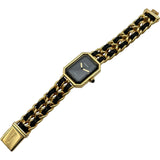 シャネル CHANEL プルミエール S H0001 ブラック ゴールドメッキ クオーツ レディース 腕時計