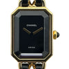 シャネル CHANEL プルミエール L H0001 ブラック ゴールドメッキ クオーツ レディース 腕時計