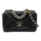 シャネル CHANEL CHANEL19 バッグ AS1160 ブラック シルバー/ゴールド金具 シャイニーラムスキン レディース ショルダーバッグ