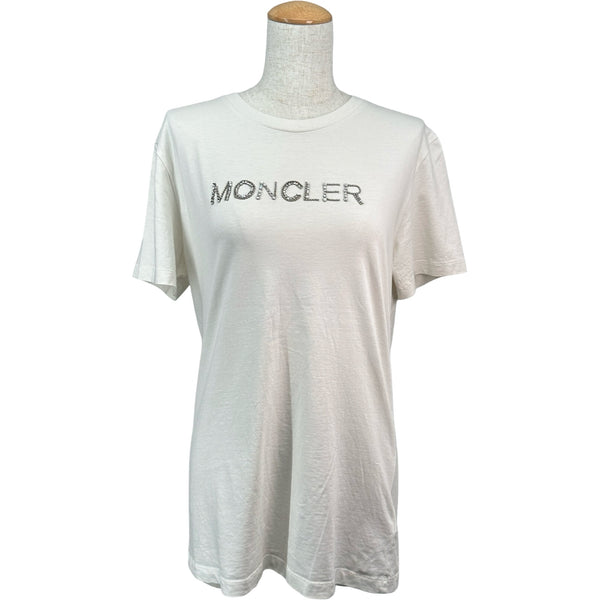 モンクレール MONCLER ビジューロゴTシャツ ホワイト コットン