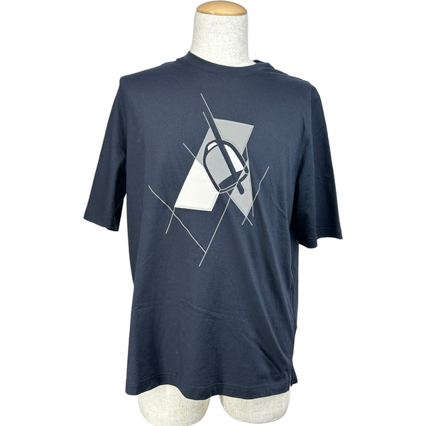 エルメス　半袖T ネイビー　(42) エルメス HERMES エンボスTシャツ ネイビー コットン メンズ 半袖T