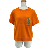 エルメス HERMES カシミヤ半袖ニットトップス 4E2626DB オレンジ カシミヤ レディース ニット