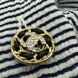 シャネル CHANEL ストライプシルクシフォンブラウス P72681 ネイビー シルク レディース ブラウス