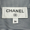 シャネル CHANEL ストライプシルクシフォンブラウス P72681 ネイビー シルク レディース ブラウス