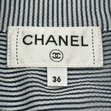 シャネル CHANEL ストライプシルクシフォンブラウス P72681 ネイビー シルク レディース ブラウス