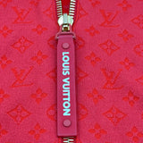 ルイ・ヴィトン LOUIS VUITTON モノグラム総柄ジップアップカーディガン FQKC11 レッド ウール メンズ カーディガン