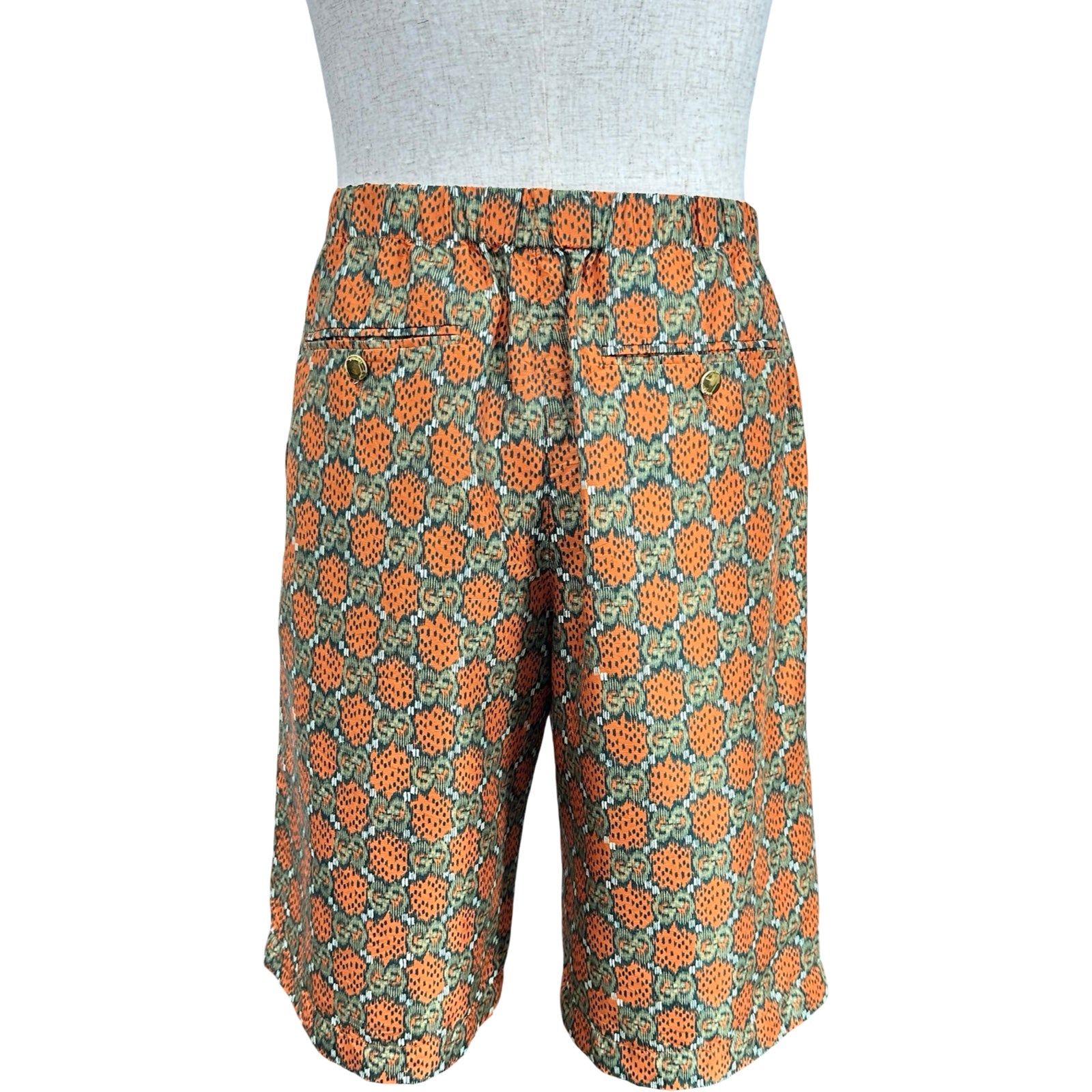 グッチ GUCCI GG総柄ハーフパンツ 623159 オレンジ シルク メンズ