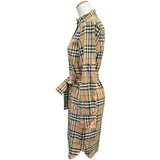 バーバリーロンドン BURBERRY LONDON ベルテッドチェックワンピース 8024585 ベージュ コットン レディース ワンピース