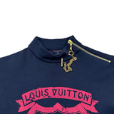 ルイ・ヴィトン LOUIS VUITTON ロゴプリント半袖ワンピース FNJD21 ネイビー コットン レディース ワンピース