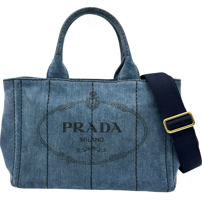 デニムカナパ プラダ PRADA カナパ ミニ 1BG439 ネイビー デニム レディース