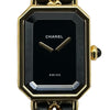 シャネル CHANEL プルミエール S H0001 ブラック ゴールドメッキ クオーツ レディース 腕時計