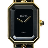 シャネル CHANEL プルミエール S H0001 ブラック ゴールドメッキ クオーツ レディース 腕時計