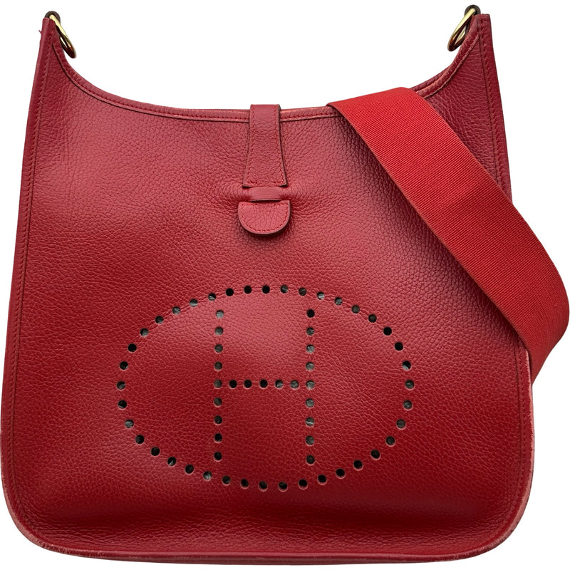 HERMES エルメス エヴリン GMゴールド金具 □H刻印　ネイビー×レッド エルメス HERMES エヴリン1 GM □R刻印 ルージュヴィフ ゴールド金具