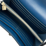 エルメス HERMES ケリーウォレット ブルードプリュス シルバー金具 ギヨシェ タデラクト レディース 長財布