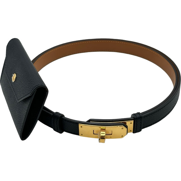 エルメス HERMES ケリーポケットベルト W刻印 ブラック ゴールド金具