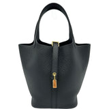 エルメス HERMES ピコタンロックPM K刻印 ブラック ゴールド金具 トリヨン レディース ハンドバッグ