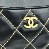 シャネル CHANEL ワイルドステッチ ハンドバッグ A20663 7番台 ブラック ゴールド金具 カーフ レディース