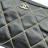 シャネル CHANEL ワイルドステッチ ハンドバッグ A20663 7番台 ブラック ゴールド金具 カーフ レディース