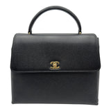 シャネル CHANEL トップハンドルバッグ A12397 5番台 ブラック ゴールド金具 キャビアスキン レディース ハンドバッグ
