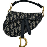 クリスチャン・ディオール Christian Dior サドルバッグ M0447 ネイビー キャンバス レディース ハンドバッグ